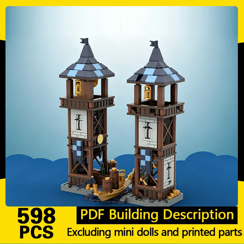 

Medieval Castle Model MOC Building Bricks Lake Side Lookout Tower Modular Technology Gifts Holiday Assemble Children Toys Suit