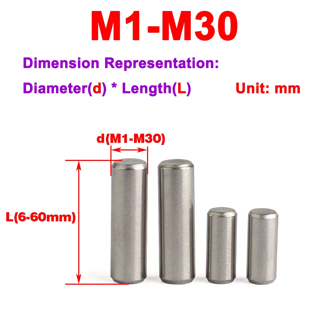 High Precision Solid Needle Roller Positioning Cylindrical Pins For Bearing Steel M5M6M8M9