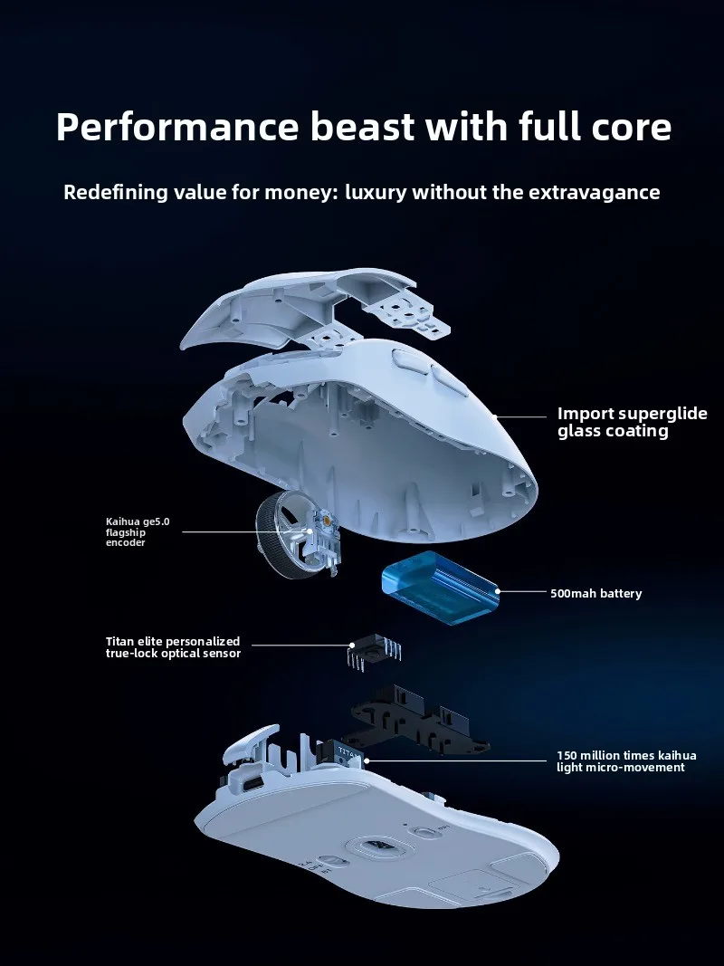 TITAN ELITE T1 Wireless Gaming Mouse Ultra Lightweight Tri-mode Bluetooth 2.4G Wired 26K DPI Small Medium Hands Esports Mice PC