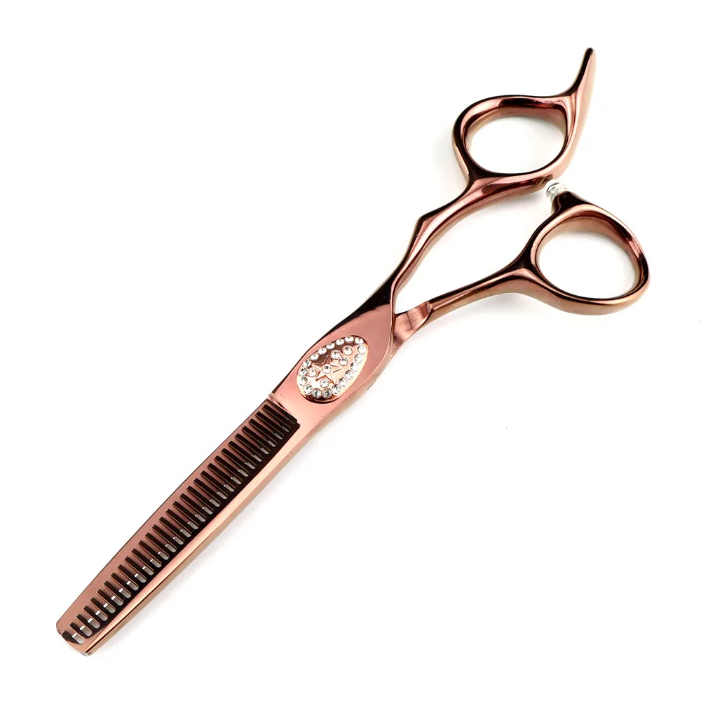 Professional JP440C steel 6 \'\' Gem scissor Bronze hair scissors haircut thinning barber hair cutting shears hairdresser scissors