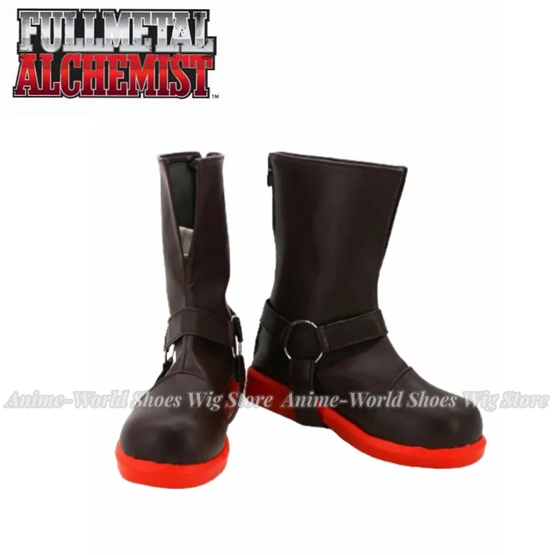 Fullmetal Alchemist Edward Elric hombres botas de cuero zapatos Anime UE EE. UU. tamaño Cosplay peluca