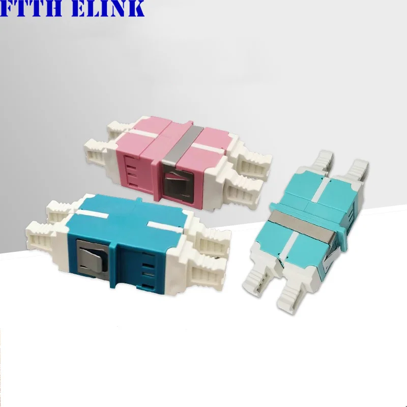 100pcs LC quadruple duplex fiber optic coupler 4-core LC small square flange adapter single mode multimode universal FTTH ELINK