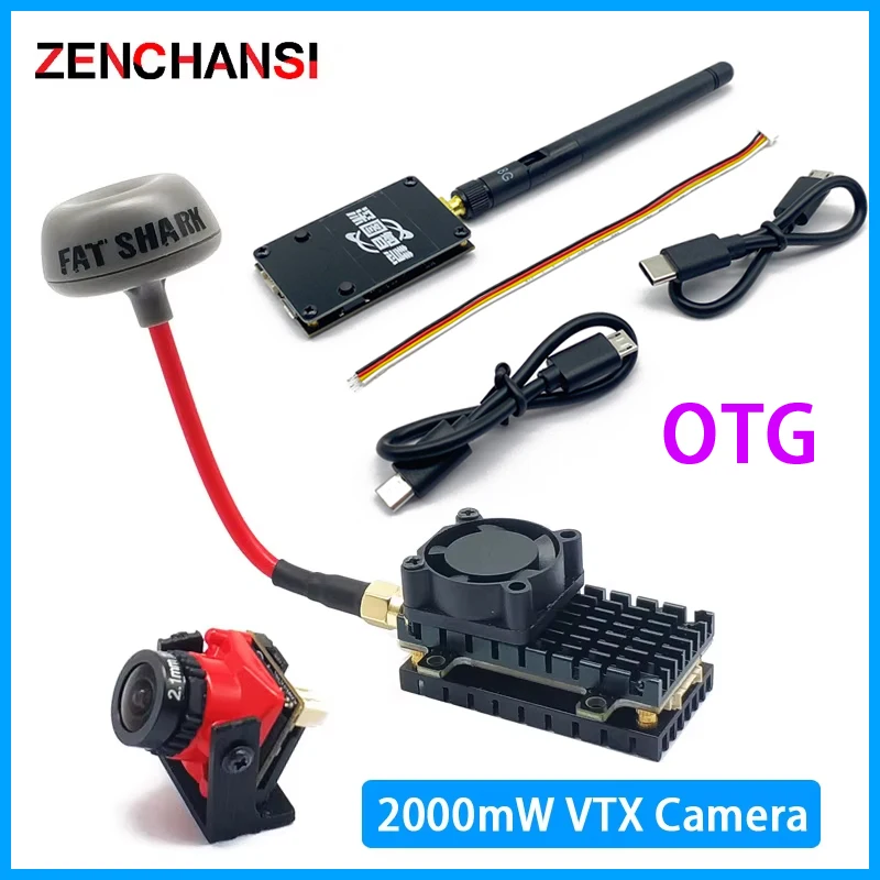 

EWRF OTG UVC Receiver and 5.8G FPV Set 2000mw VTX Wireless Video Transmitter with 2.1mm CMOS 1200TVL fpv Camera for RC FPV Part
