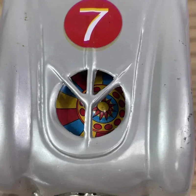 Vintage n. 7 Racing Wind Up Toy Puntelli per fotografia Decorazione del ristorante Artigianato in ferro Giocattoli a orologeria Regalo di compleanno
