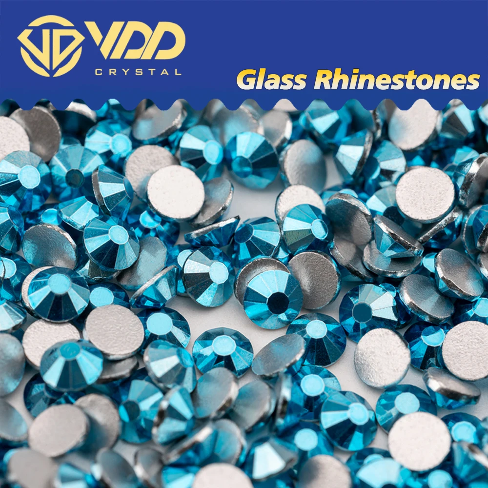 VDD 177 Metallic Aqua SS4-SS30 Glass Rhinestones Crystal Flatback Glitter Strass Bright Stones DIY Crafts Nail Art Accessories