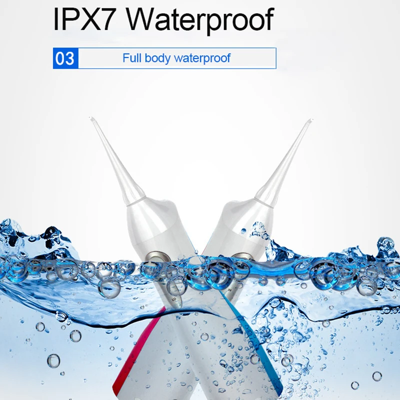 Penyemprot Mulut Elektrik Portabel Dapat Diganti Scaler Gigi Flosser Air Flosser Gigi 150ML Tangki 360 ° Nozel Berputar