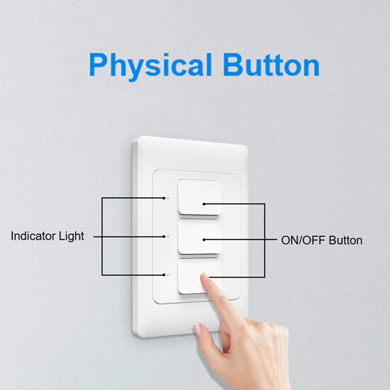 Milfra Smart Light Switch WiFi Zigbee No Neutral Wire Required AU KR Brazil Wall Button Switches 1/2/3Gang AC100V-250V 50/60Hz