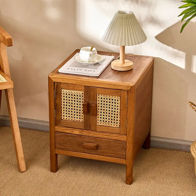 Old bedside table, solid wood chest creative, living room sofa side cabinet, corner edge South East Asia collection