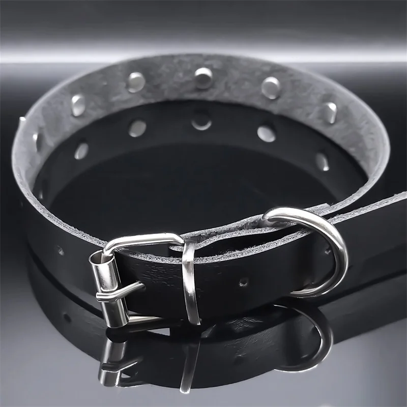Goth Punk Sexy Stern Pentagramm Halskette Frauen Männer Harajuku Schwarz Halsband PU Leder Gothic Aussage Halsketten Schmuck NXXXXS03 – Detail 8