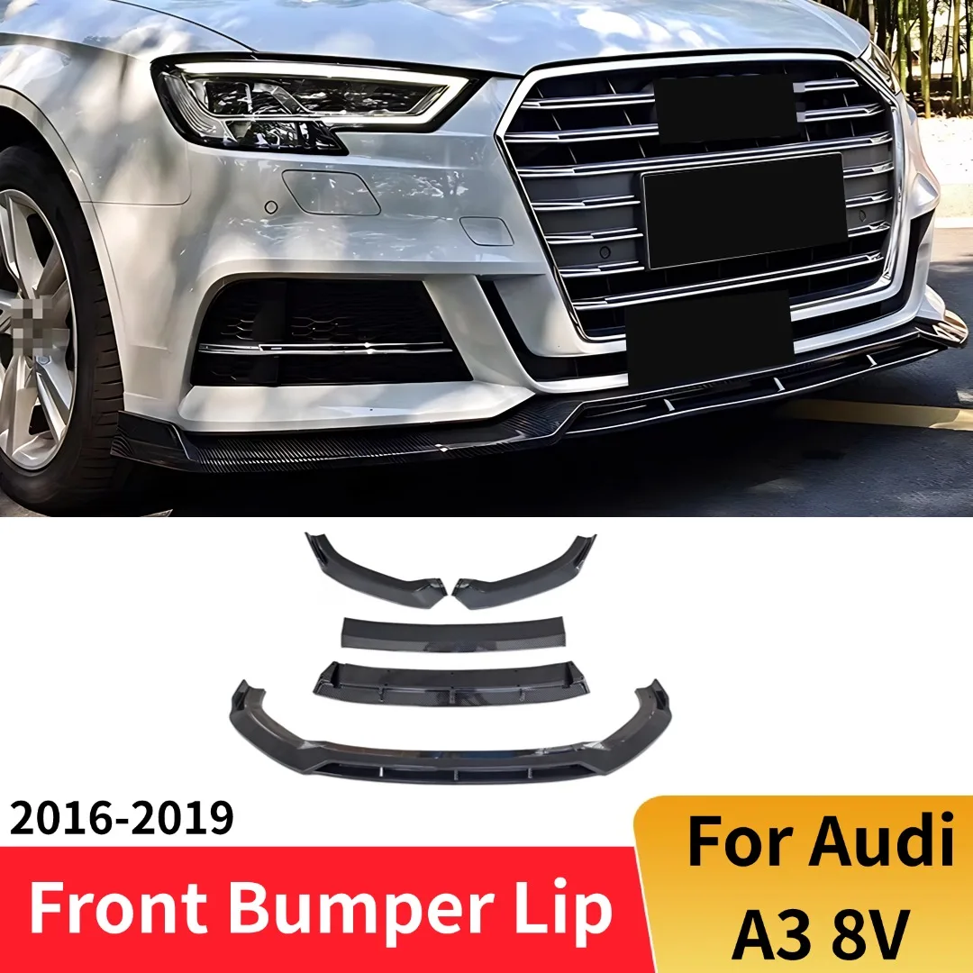 

Front Spoiler Air Dam Bumper Lip Splitter Chin Deflector Decoration Tuning Accessories Body Kit For Audi A3 S3 S-line 8V 2016-19