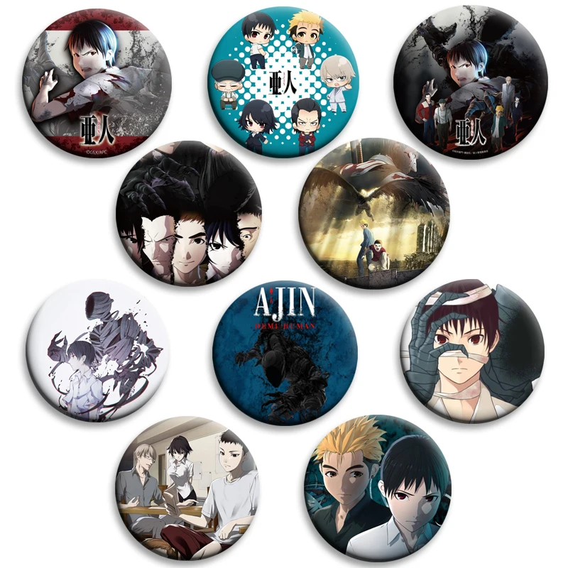 32/58mm Anime Ajin: insignias semihuman Pin de botón Simple broches de diseño a presión decoración de moda diaria regalos ideales para amigos