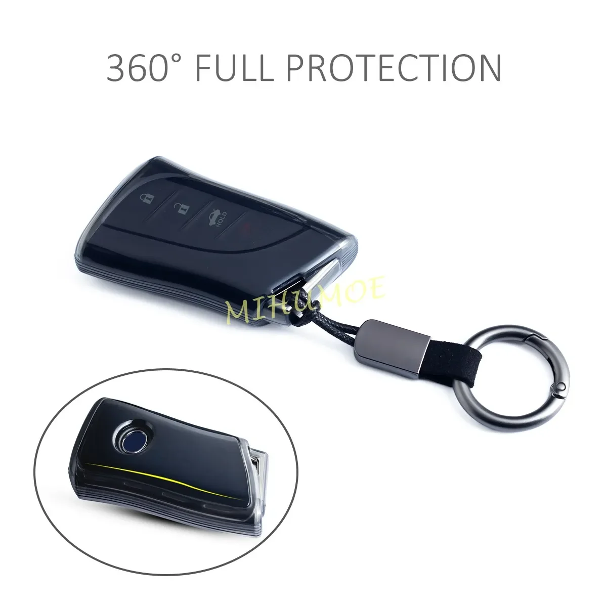 For Lexus ES NX RX RZ UX TX LC LX LBX LS 250 300 350 450 500 Black Transparent Car Key Fob Case Cover Keychain Accessories