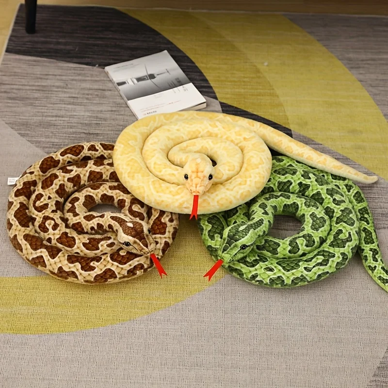 Mushroom Bear Ultra Soft Lifelike Snake Plush Toy - Realistic Reptile Stuffed Animal with Vivid Pattern, Multiple Colors (Green/