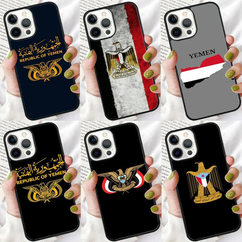 Yemen Flag Passport Flag Map Phone Case For iPhone 16 15 14 plus XR XS 11 12 13 Pro max Bumper Shell Cover coque