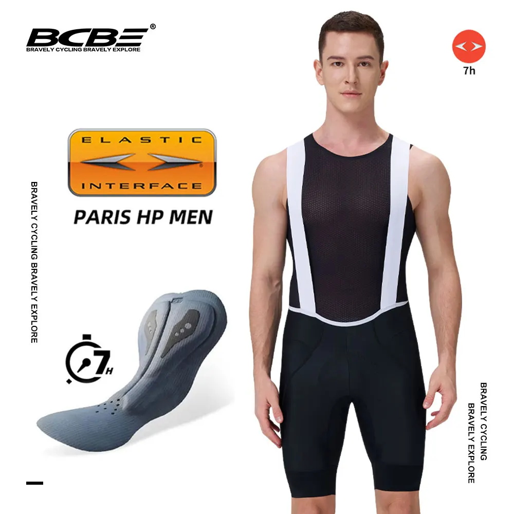 

BCBE Men Cycling Bib Shorts Outdoor Wear Bike Ride 7 Hours Elastic Interface Padded Riding Bib Tights Pro Road Bicycle Shorts