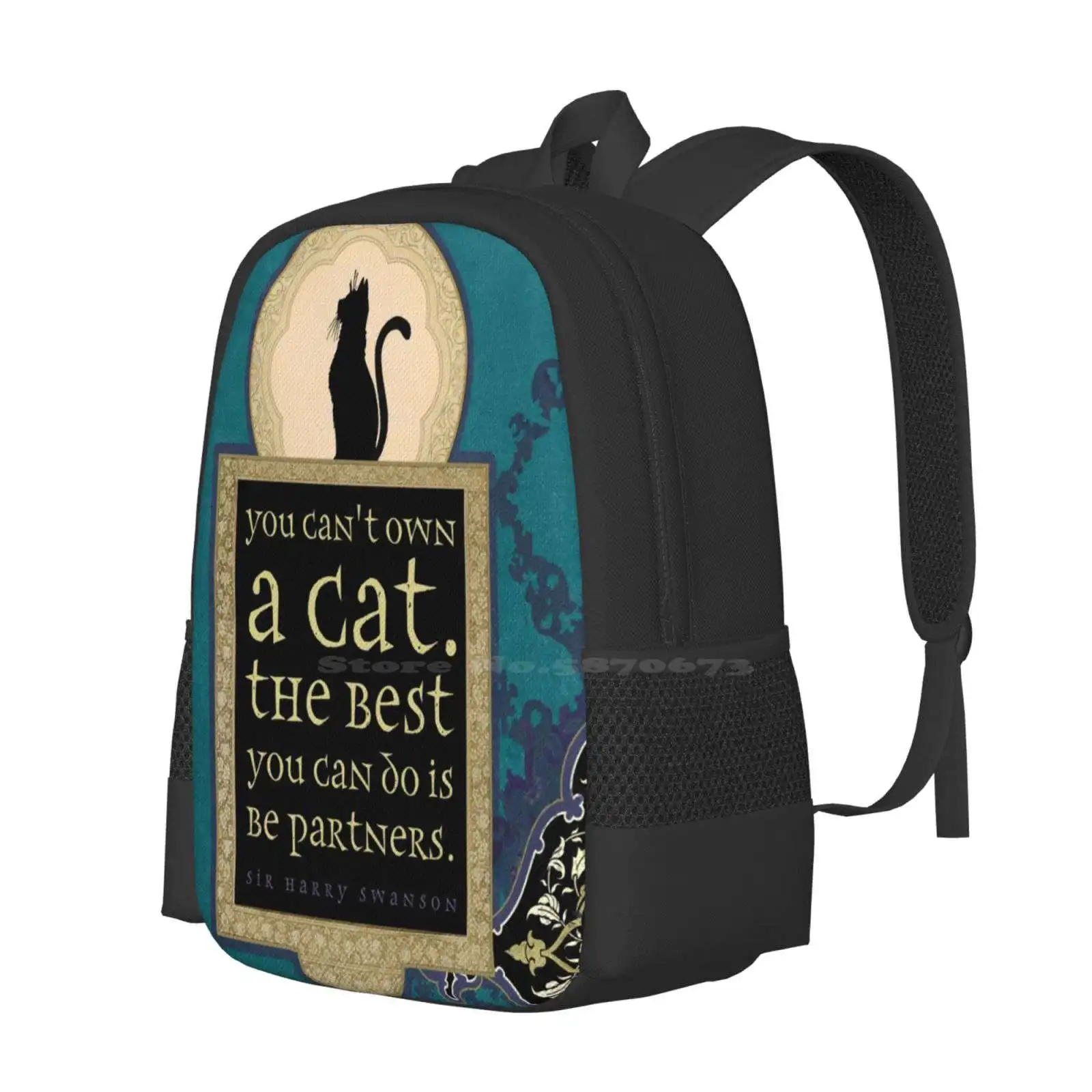 You Can'T Own A Cat School Bags Travel Laptop Backpack Cat Kitten Partners Friendship Feline Quote Harry Swansons Angi Ullins