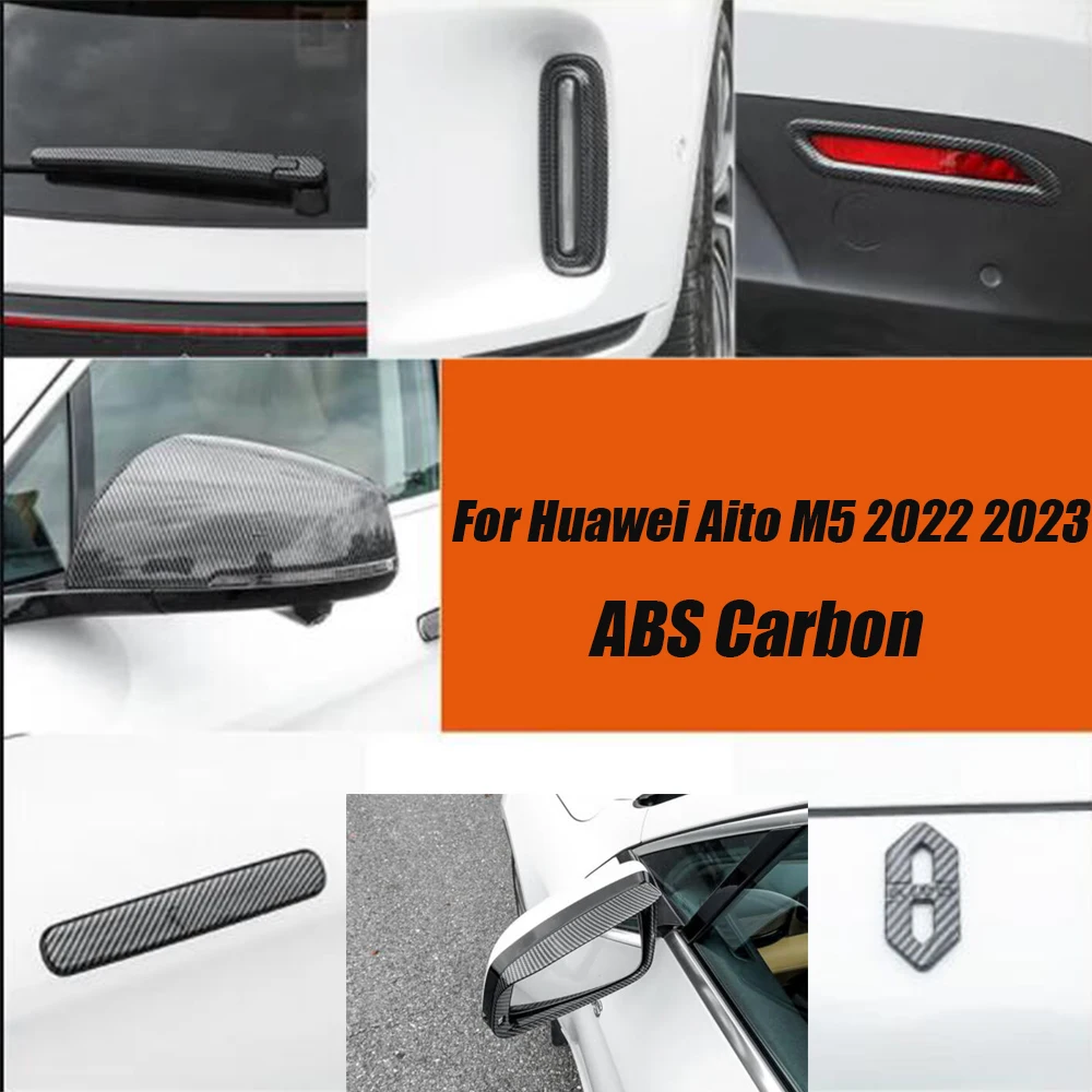 For Huawei Aito M5 2022 2023 Exterior Accessories ABS Carbon Car Rearview mirror front fog lampshade Wiper Arm decoration cover