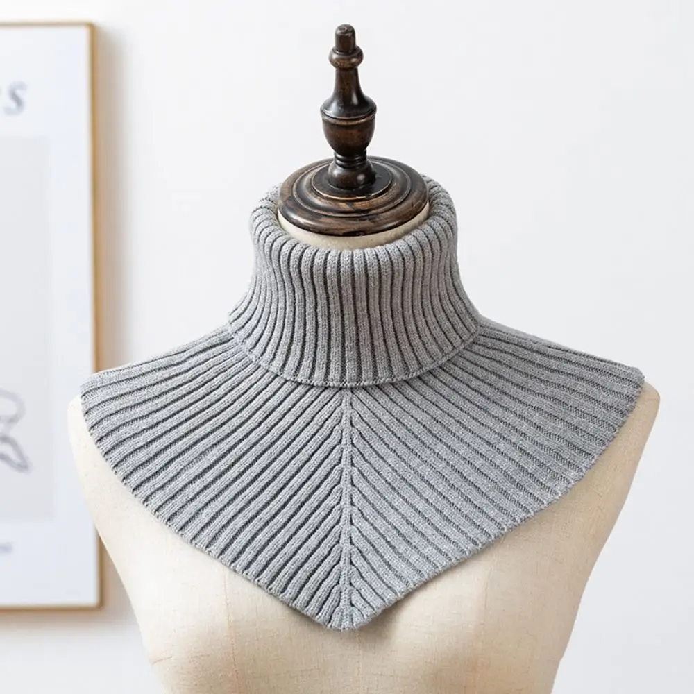 Retro Solid Color Turtleneck Fake Collar Keep Warm Korean Style Knitted Bib Windproof Neck Warmer Wool Scarf Student