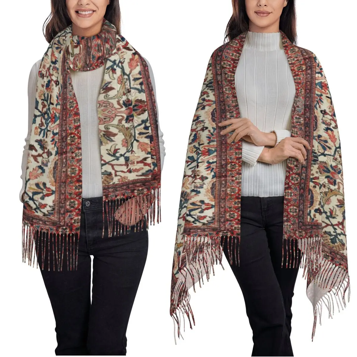 Mahal West персидский шарф с принтом ковер, шарфы с кисточками, женские мягкие теплые шали и накидки, большая осенне-зимняя шаль