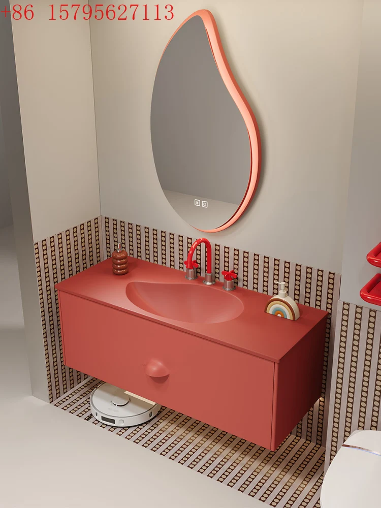 

Habao Lip Printing Du Li's Home Интегрированная раковина для манго Кремовый стиль Красота Многофункциональный зеркальный шкаф Шкаф для ванной комнаты