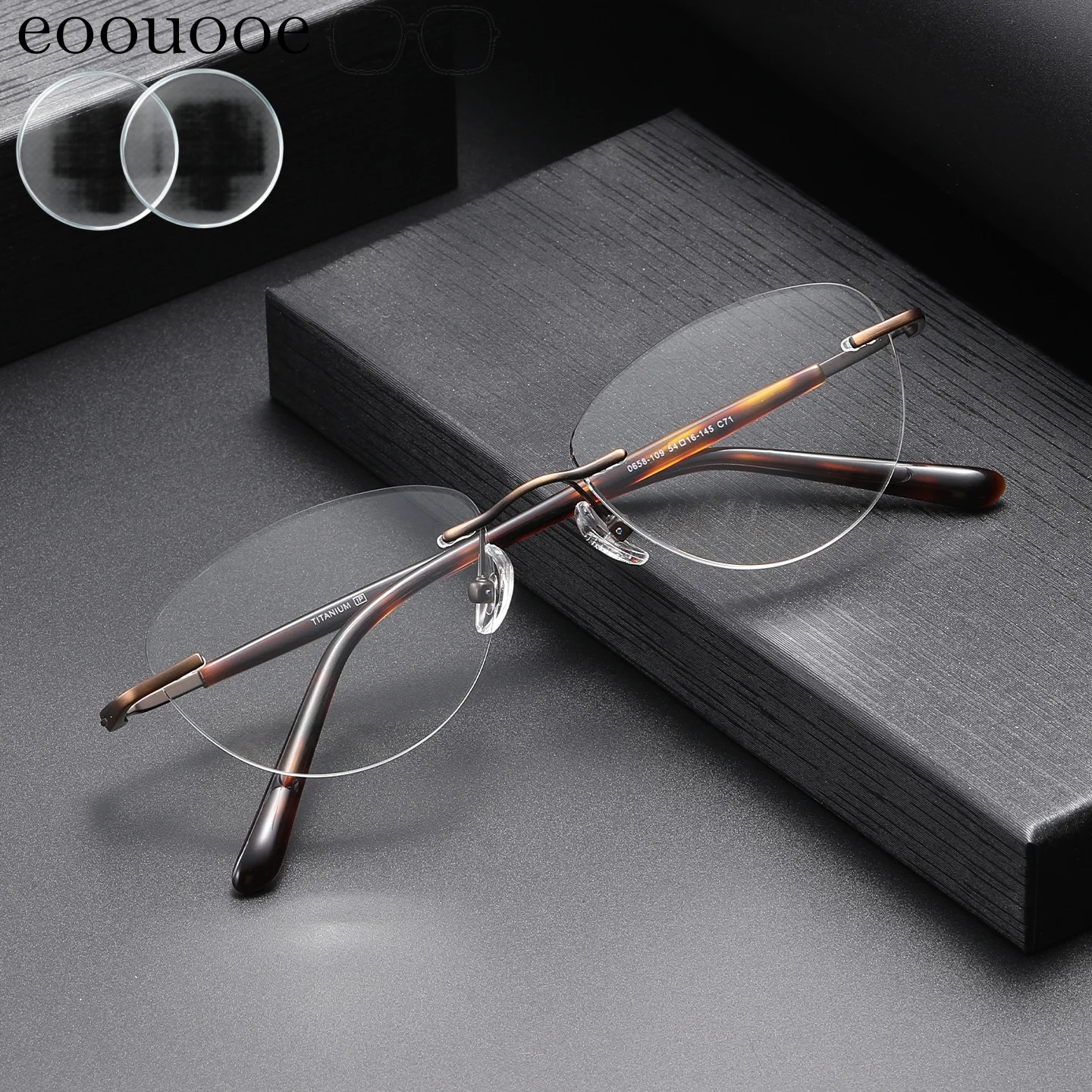 Cat's Eye Frameless Glasses Women Ultra Clear Lenses Prescription Degree Power Myopia Recipe Eyewear Anti-Reflection