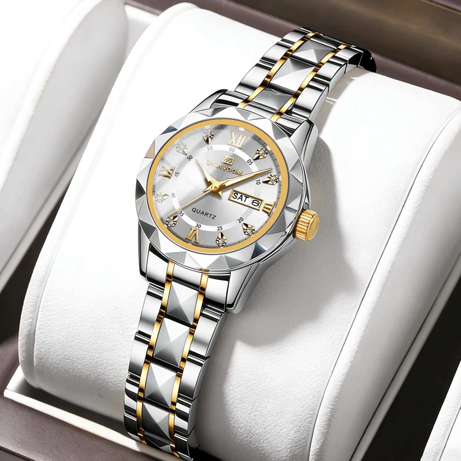 Ladies luxury Watch With 28mm Mini Rhinestone Dial Stainless Steel Quartz Clock Brand Fashionable Women Dress Daily Wear Watches