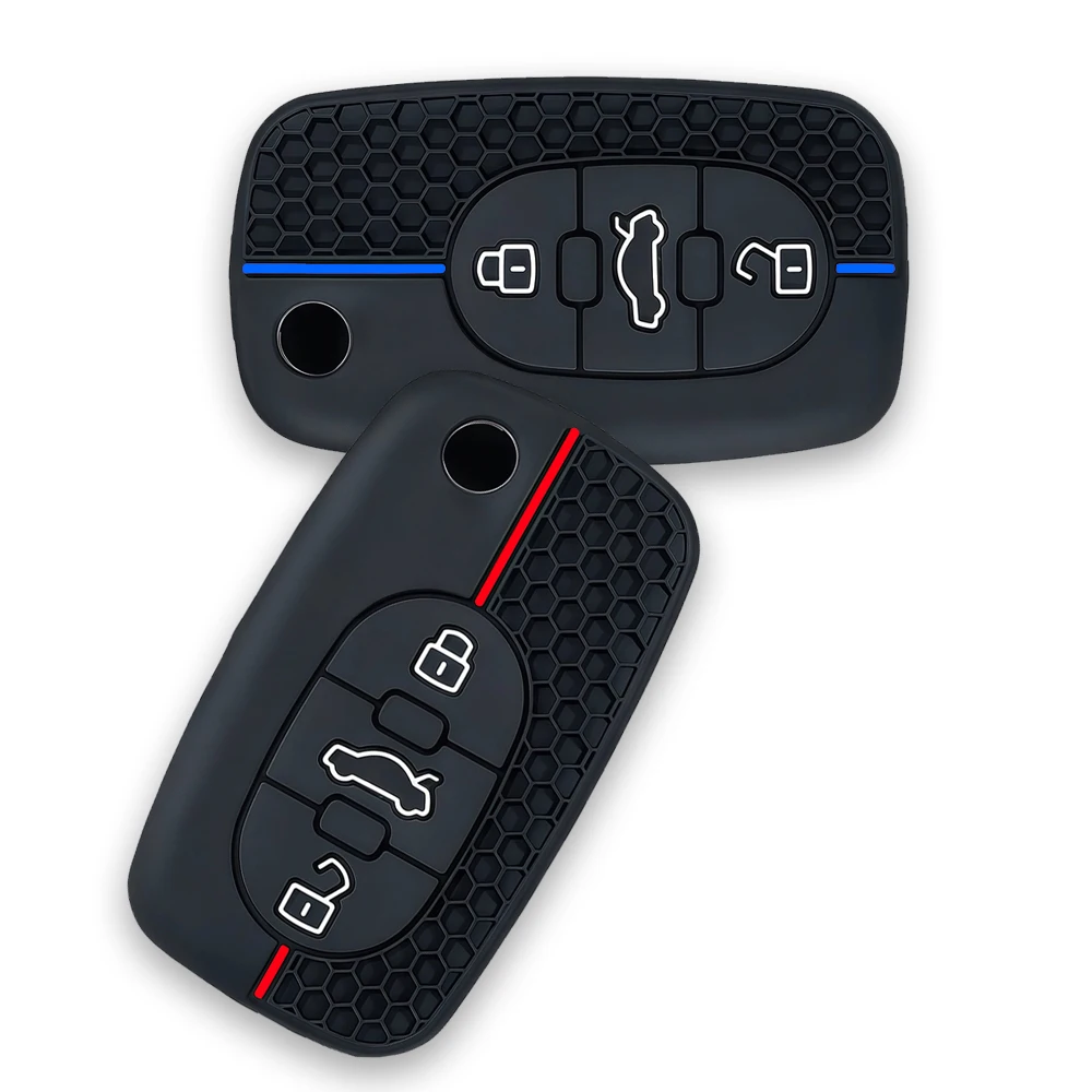 سيليكون مفتاح القضية غطاء فوب لأودي A1 A6 C5 B6 A4 B5 TT 8N A2 A3 A6 A8 كواترو غطاء البعيد قذيفة 3 زر مفتاح الجلد #1