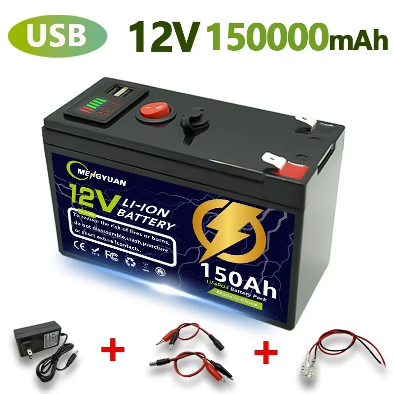 

12 В 150 Ач LiFeP04 Литиевая батарея глубокого цикла 30 А BMS 6000+ циклов Идеально подходит для солнечного эхолота Power Wheel Boat Home RV
