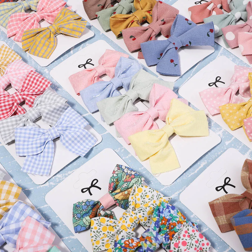 5Pcs/Set Cute Plaid Print Star Hairpins for Kids Sweet Headband Hair Clips Children Girls Barrettes Fashion Bow Accessories