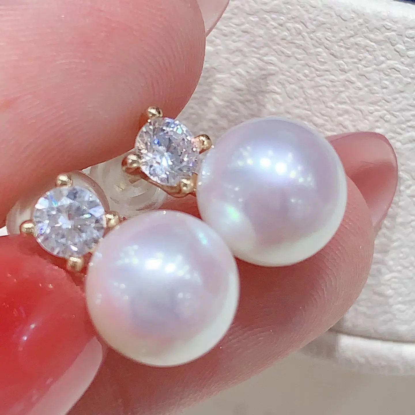 Certificate S925 Pure Sliver Natural Round Pearl 9-10mm Drop Dangle Fine Earrings Aurora Luster Cultured Pearl Ear Stud Jewelry