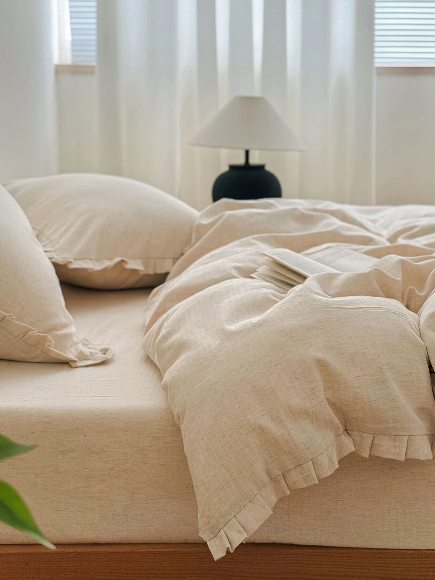 Retro Cotton Linen Bedding Set Pure Cotton Lace Trim Single Bedding Cover Tee Four Piece Set Linen 5m8 Bed Dormi