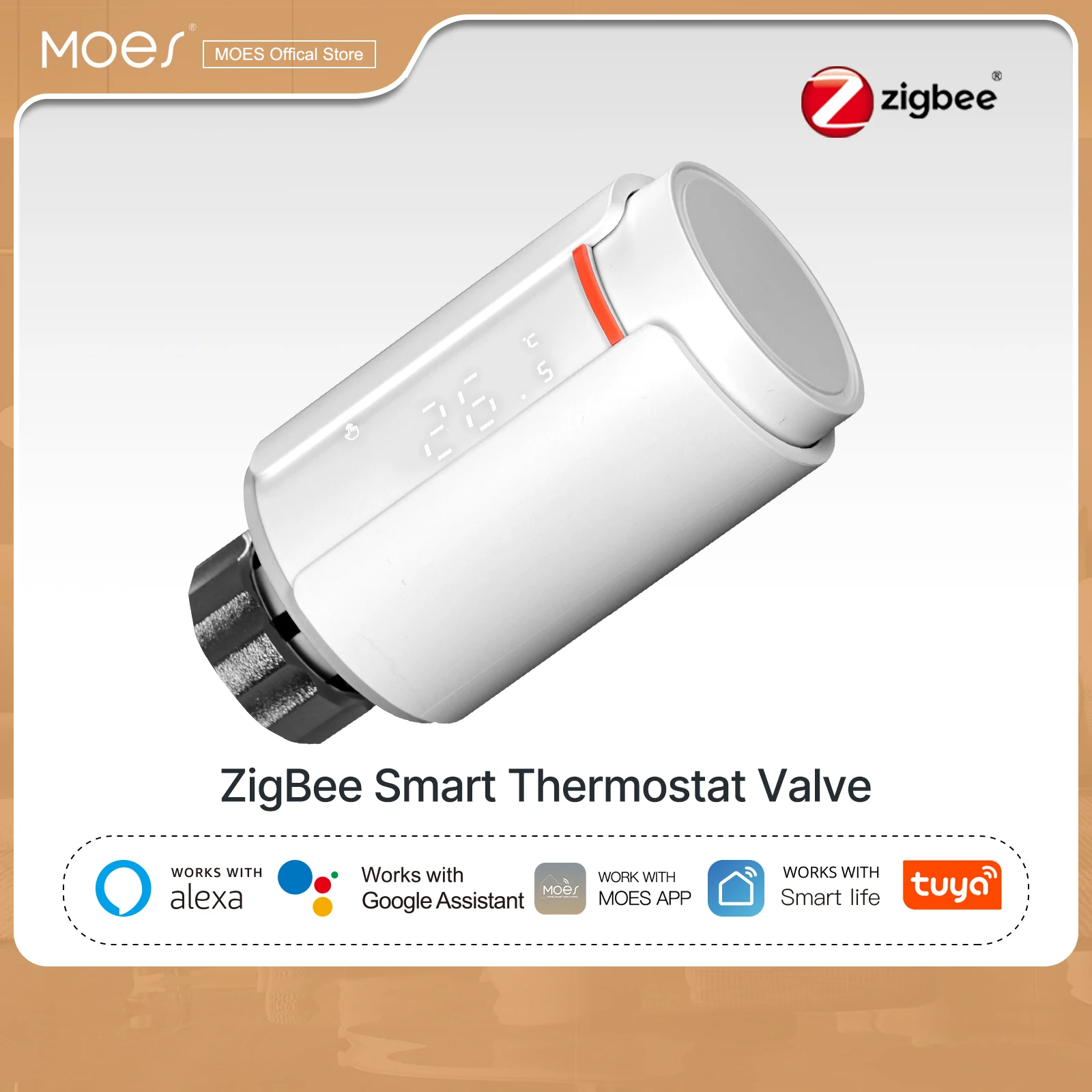 MOES Tuya ZigBee Smart TRV Thermostatic Radiator Valve Programmable Thermostat Temperature Controller Alexa Google Hub Needed