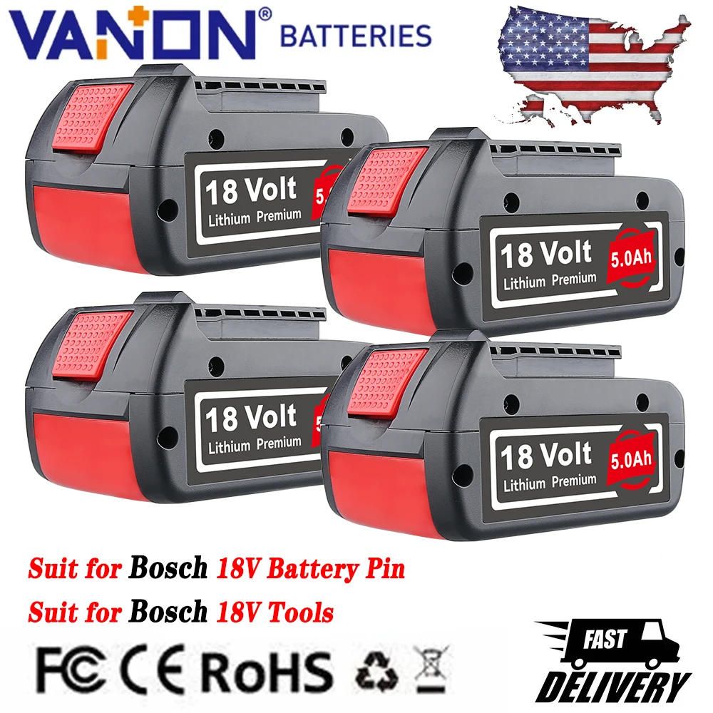 

VANON 1/2/4Pcs BAT609 5.0Ah Li-on Replace for Bosch 18V Cordless Power Tools BAT610 BAT612 BAT618 Suit for Bosch 18V Battery Pin