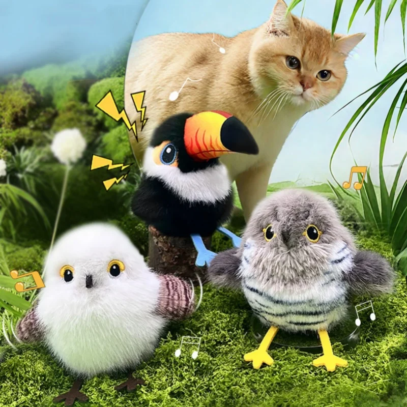 Electric Cat Toy with Induction Movement Gravity Shaking Bird Rechargeable Flapping Cat Toys Motion Activated for Indoor Hunting
