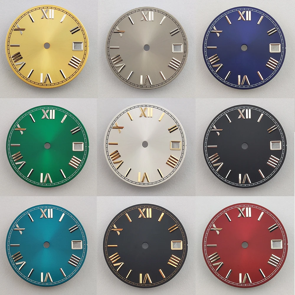 28.5mm Watch Dial Roman Numeral Dial Customized Logo Watch Sterile Dial Watch Accessories Suitable for NH35/NH36 Movements