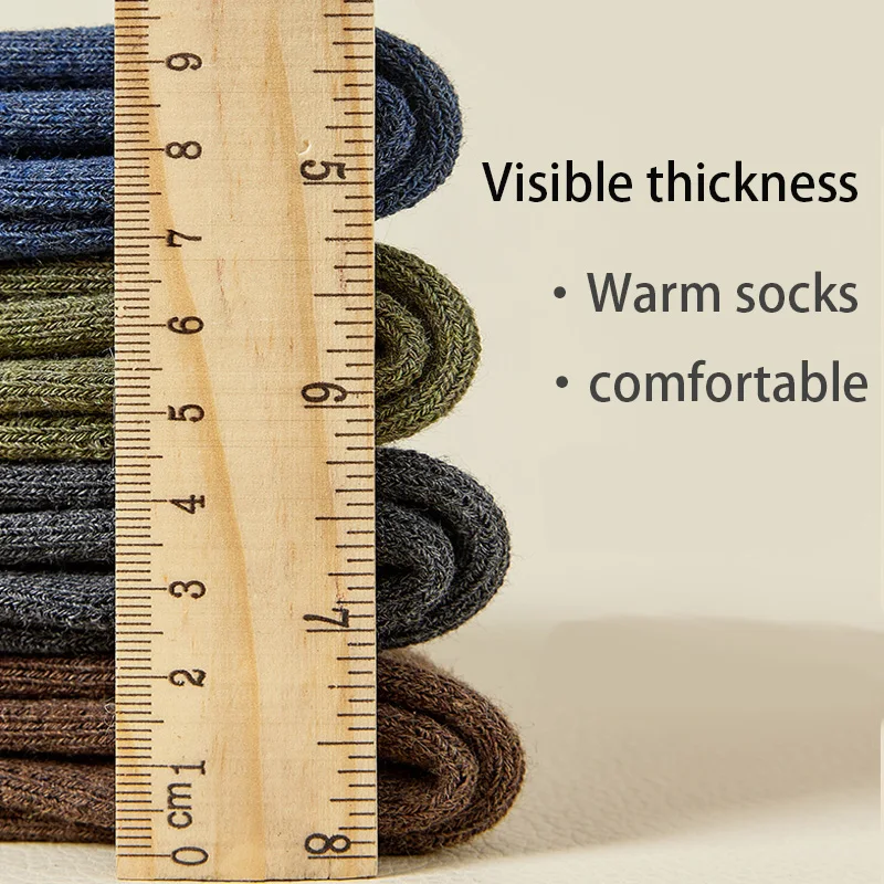 Hochwertige Herrensocken für Herbst und Winter, Verdickte Socken für Männer, Wärmesocken, Einfache Einfarbige Baumwollsocken für Männer, 5 Paar Neu – Detail 5