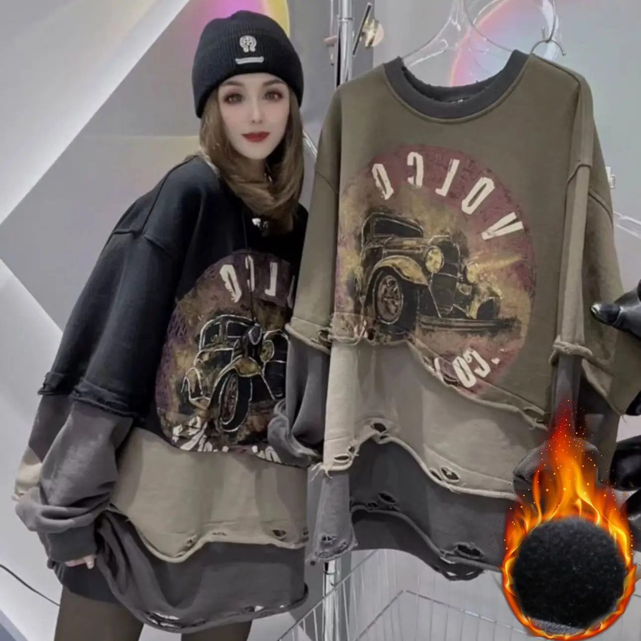 

Женская мода в стиле ретро с рваными отверстиями, повседневный свободный универсальный индивидуальный топ