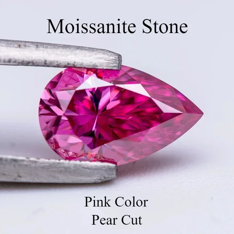 

Moissanite Pink Color Pear Cut Lab Grown Diamond For Diy Advanced Jewelry Making Material With GRA Certificate Wholesale Price