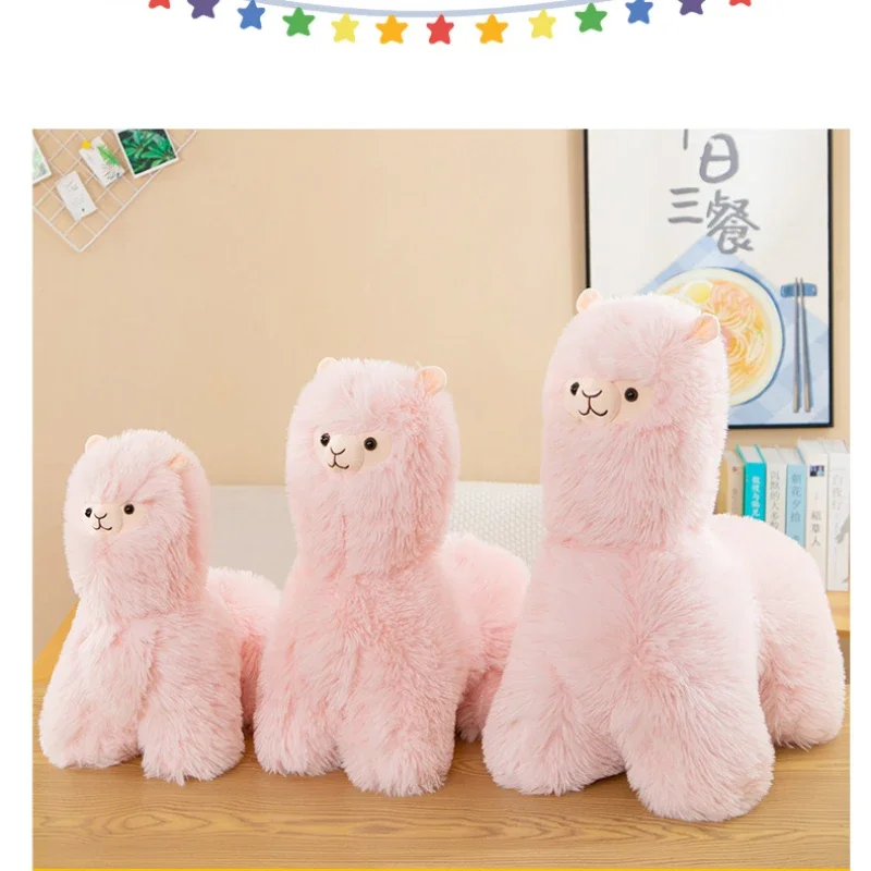 Adorável Brinquedo De Pelúcia Alpaca, Rosa e Branco, Recheado Macio, Lhama De Ovelha Bonito, Bonecas De Animais, Travesseiro Do Sono, Decoração De Cama De Casa, Presente, 40 cm, 50 cm, 60cm