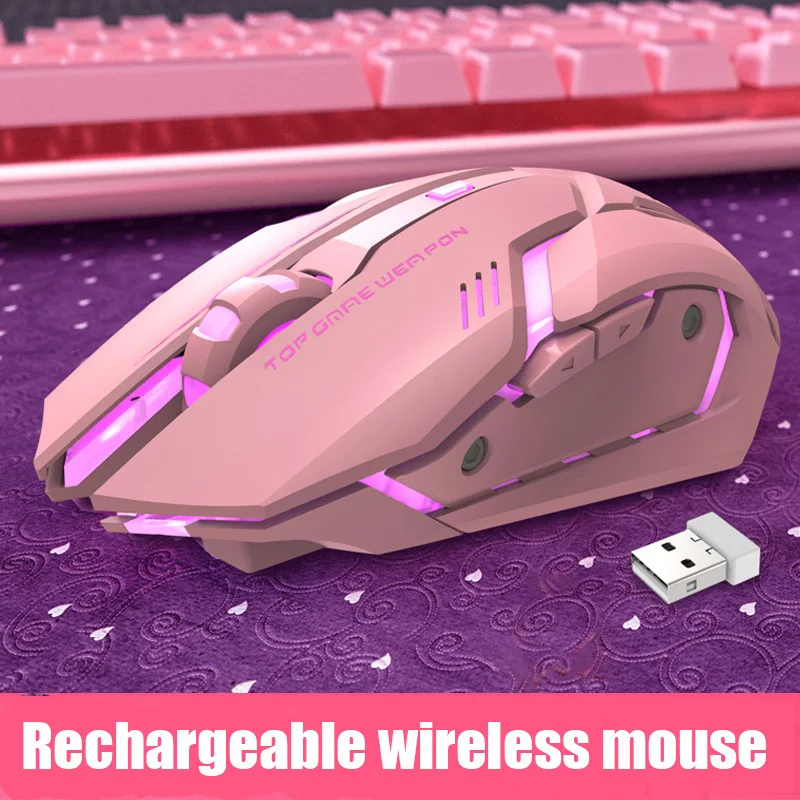 Wireless 2.4G Mouse Silent Light-emitting Rechargeable Gaming Mice 6 Buttons 3 Levels Of DPI Adjustable For  PC/Desktop/Laptops