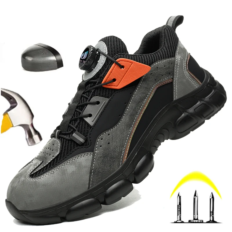 

Steel Toe Safety Shoes for Men Breathable Work Shoes Security Protective Shoes Comfortable Sneakers ﻿Anti-smash Laobao Shoes