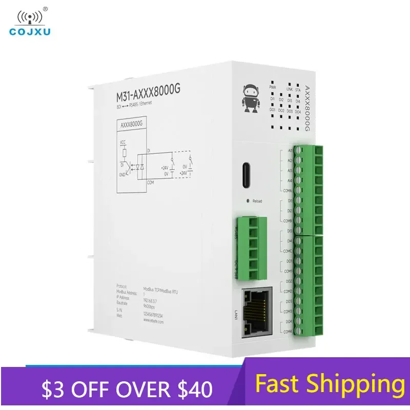 COJXU technologie d\'hôte de M31-AXXX8000G Modbus libèrent l\'épissure 8DI globalisation ed à distance IO Tech RS485 RJ45 Commutateur analogique