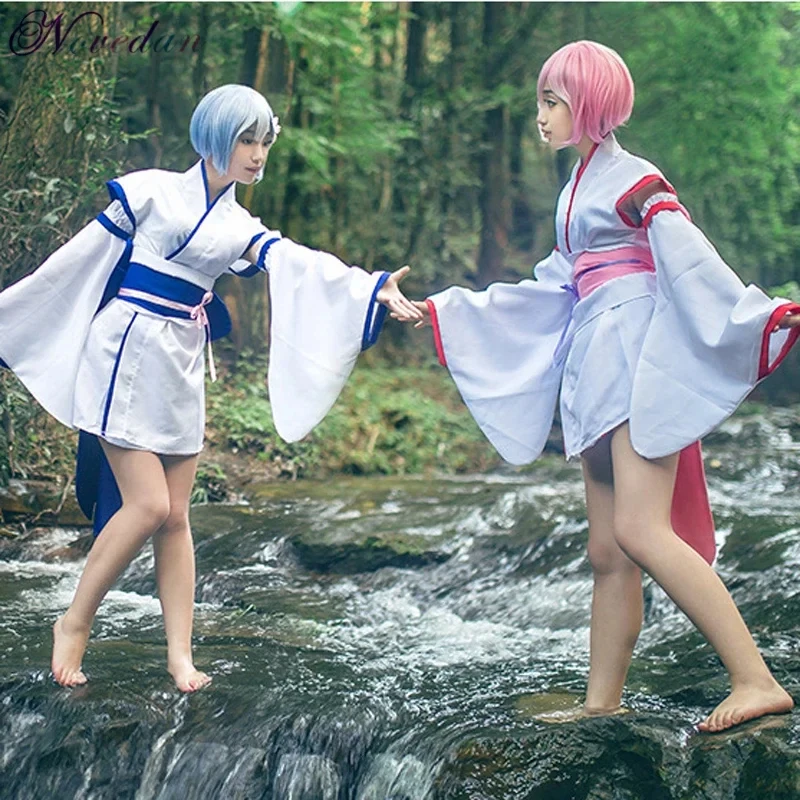 Disfraces de cosplay de Re Zero RAM y REM 2026, disfraz de anime de las gemelas Kara Hajimeru Isekai Seikai, vestido kimono para mujeres y niñas, Halloween HTEMV