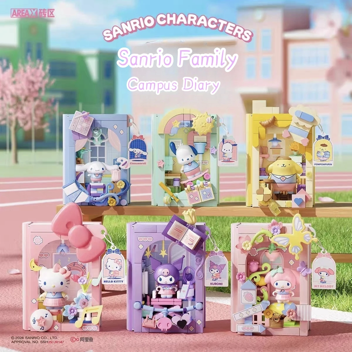 

Новая коллекционная фигурка AREAX Sanrio: Школьный дневник Hello Kitty и Kuromi, конструктор из мелких деталей, игрушка-модель, украшение, подарок для детей