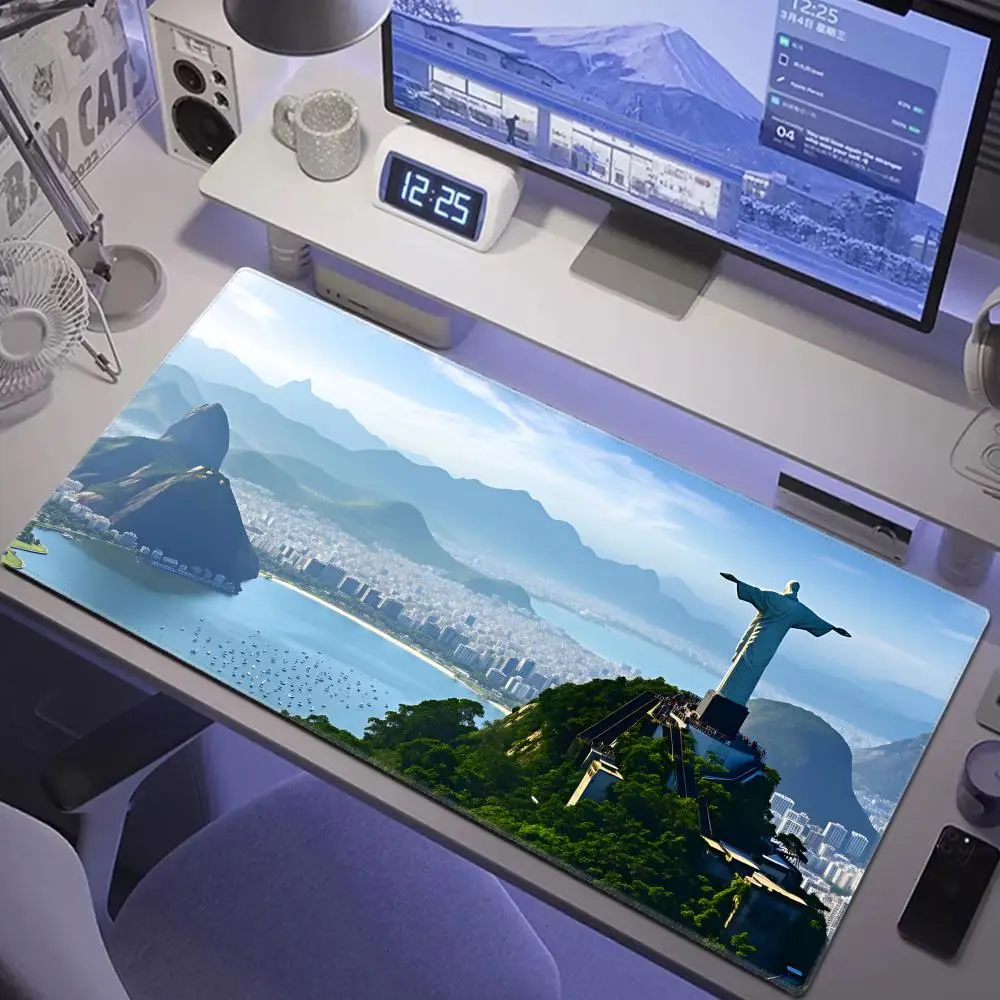 

HYBXAXC Brazilian Modern Architecture Brasilia Landmark Print Extra Large Gaming Mouse Pad, Non-Slip Extended Desk Mat for Home