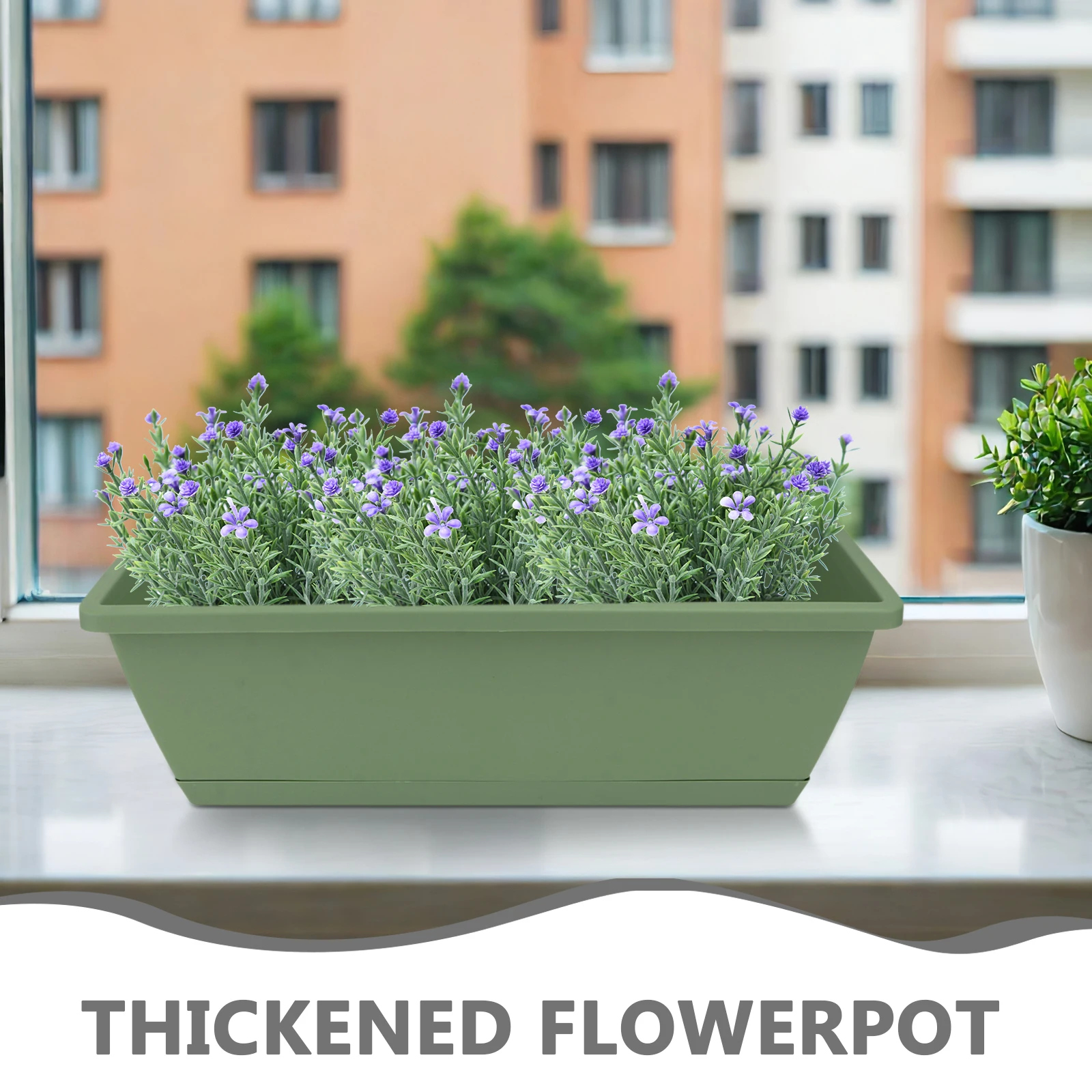 

Large Vegetable Gardening Flowerpot Thickened Resin Plant Basin Rectangular Pot Balcony Indoor Drainage Holes Durable