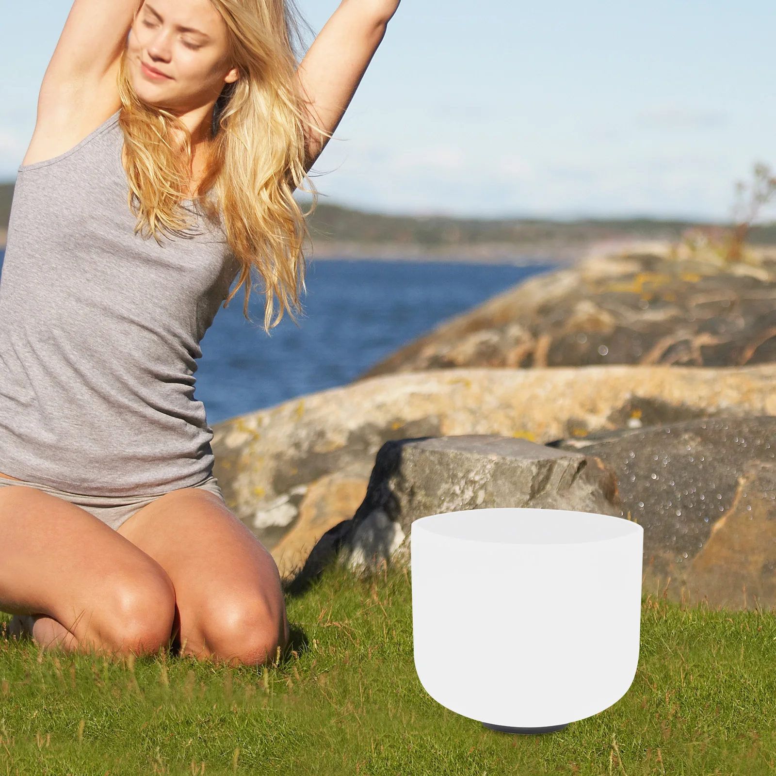 Singing Bowl Round 8 inch Singing Bowl Singing Bowl High-purity Quartz Material 432-440Hz Vibration Frequency For Sound Healing - Image 3