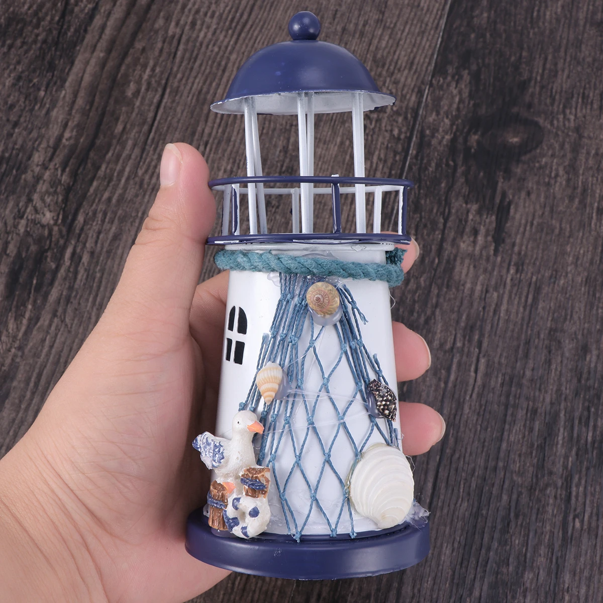 Dekorasi Mercusuar Gaya Mediterania Yang Dilukis dengan Tangan Tempat Lilin Laut Bahari Dalam Ruangan Luar Ruangan Rumah Dekorasi Kamar Anak Pelampung Kerang
