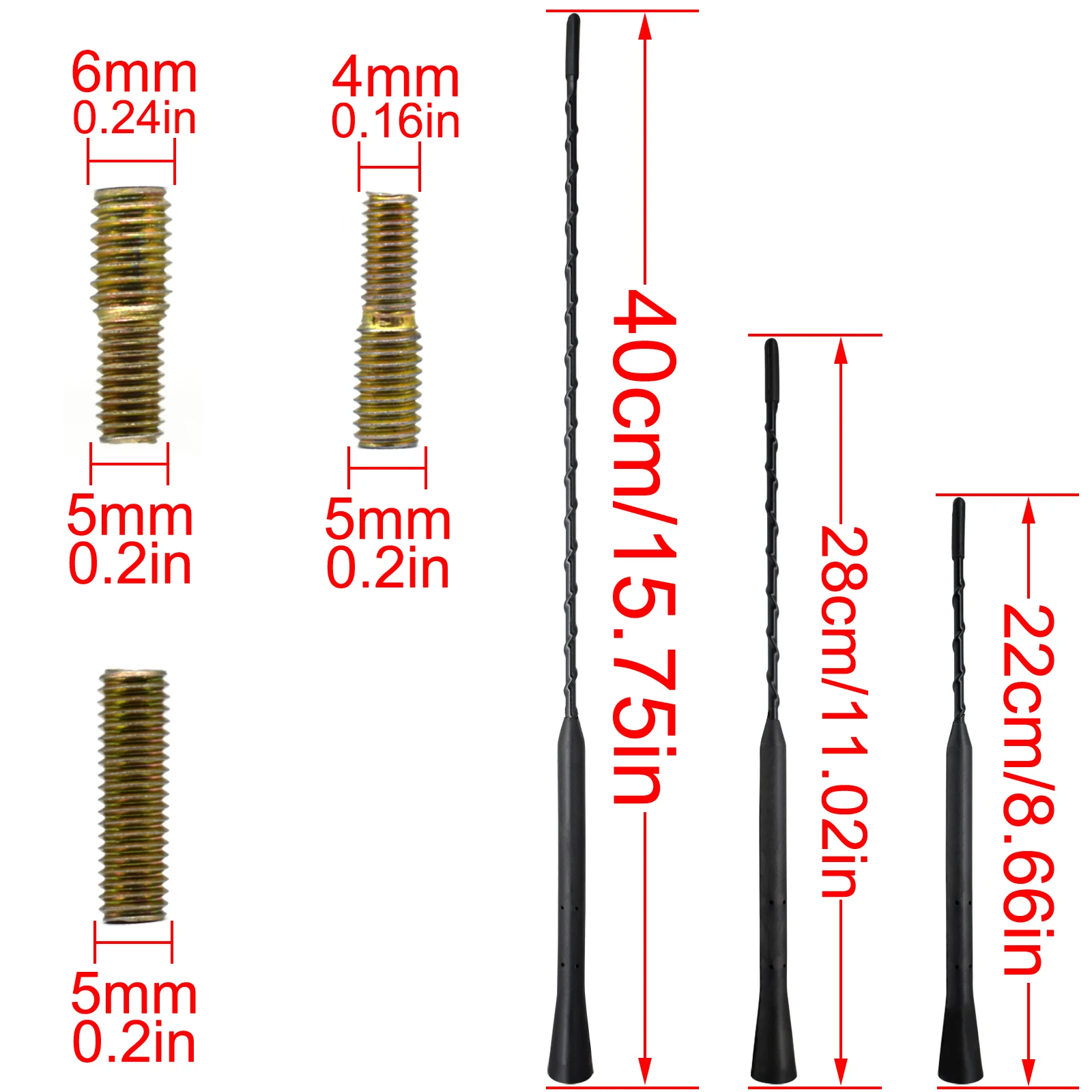 23/28/41 Cm Universal Antenna Aerial Mast Rob For Ford Focus Mondeo Fiesta Nissan Micra Almera Qashqai March Toyota Corolla Mini