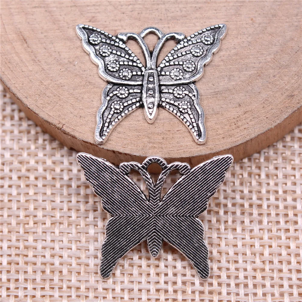 WYSIWYG 10pcs 25x21mm Antique Silver Color Butterfly Charms Pendant For DIY Jewelry Making Handmade Jewelry Craft Findings